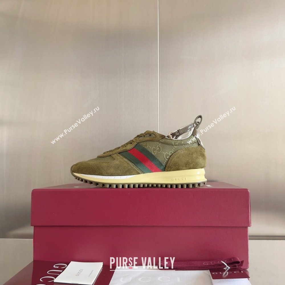 Gucci Re-Motion Sneaker in Suede GG Nylon 840291 Dark Green 2025 (KL-25051402)