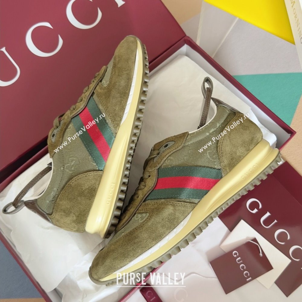 Gucci Re-Motion Sneaker in Suede GG Nylon 840291 Dark Green 2025 (KL-25051402)