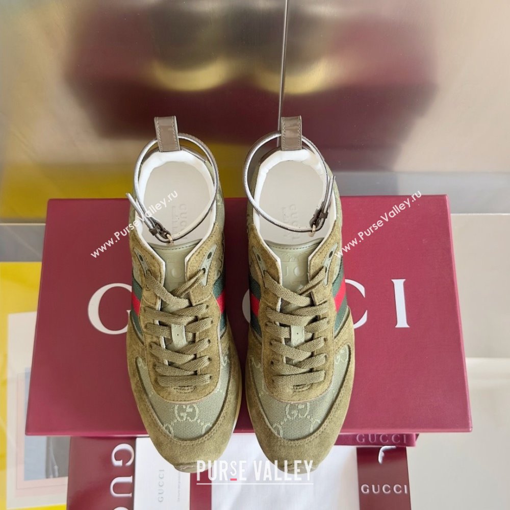 Gucci Re-Motion Sneaker in Suede GG Nylon 840291 Dark Green 2025 (KL-25051402)