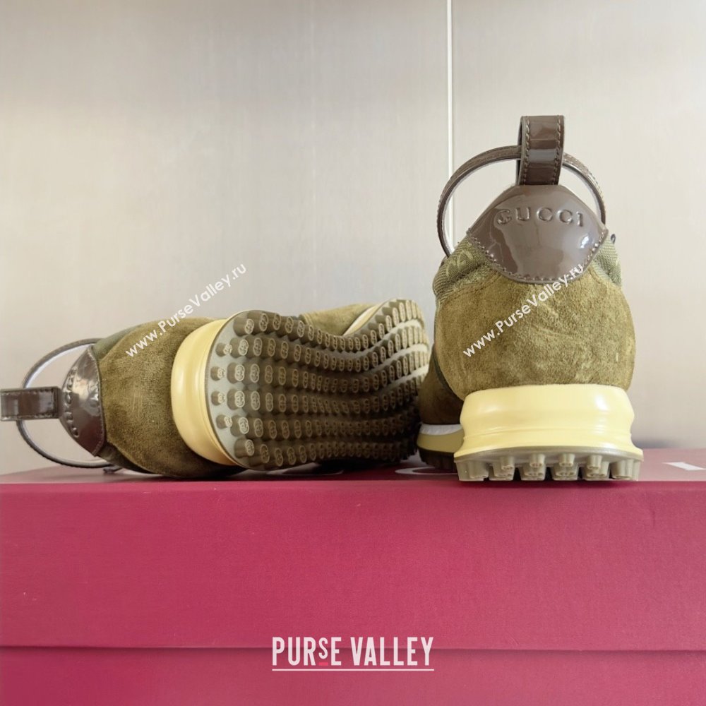 Gucci Re-Motion Sneaker in Suede GG Nylon 840291 Dark Green 2025 (KL-25051402)