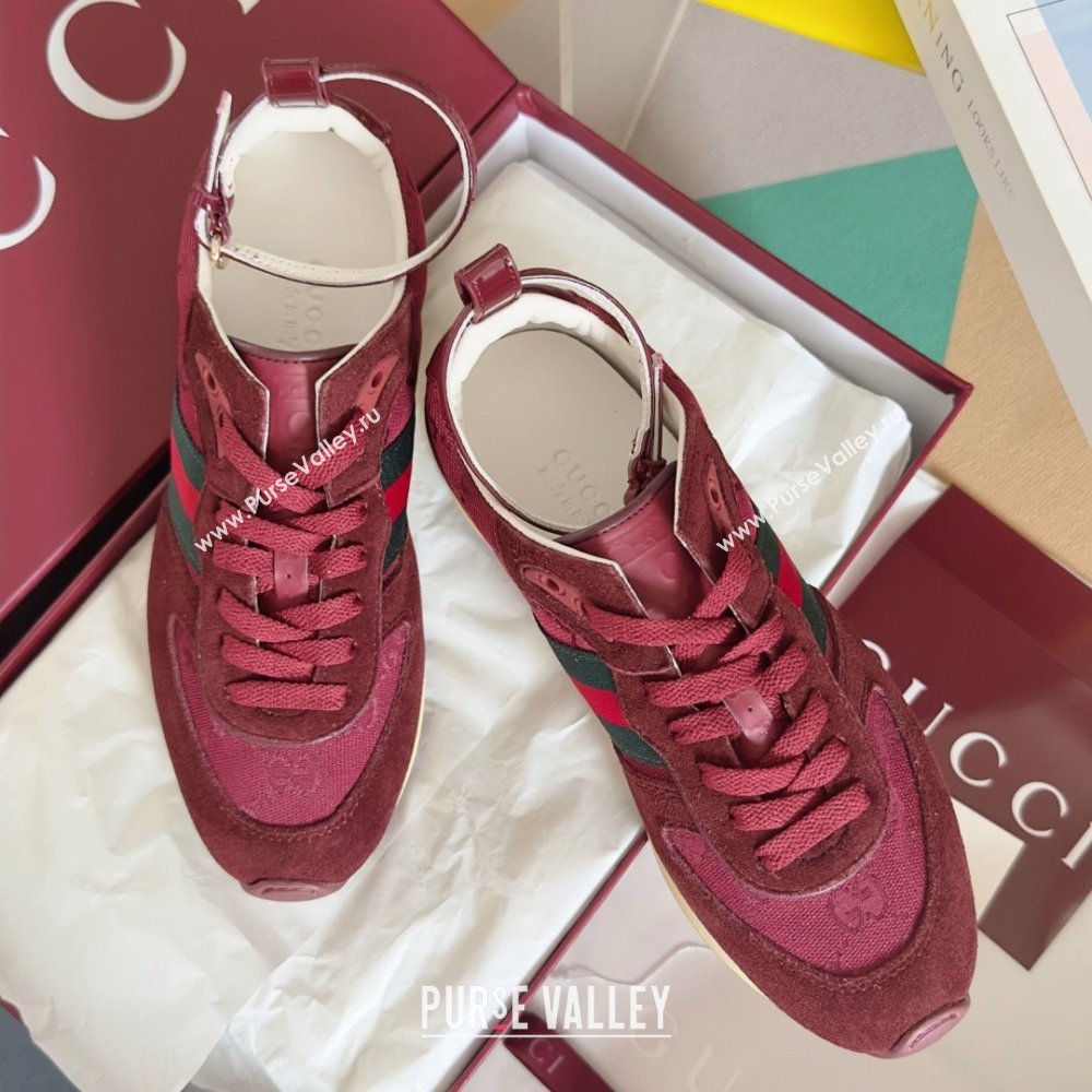 Gucci Re-Motion Sneaker in Suede GG Nylon 840291 Rosso Ancora Red 2025 (KL-25051403)