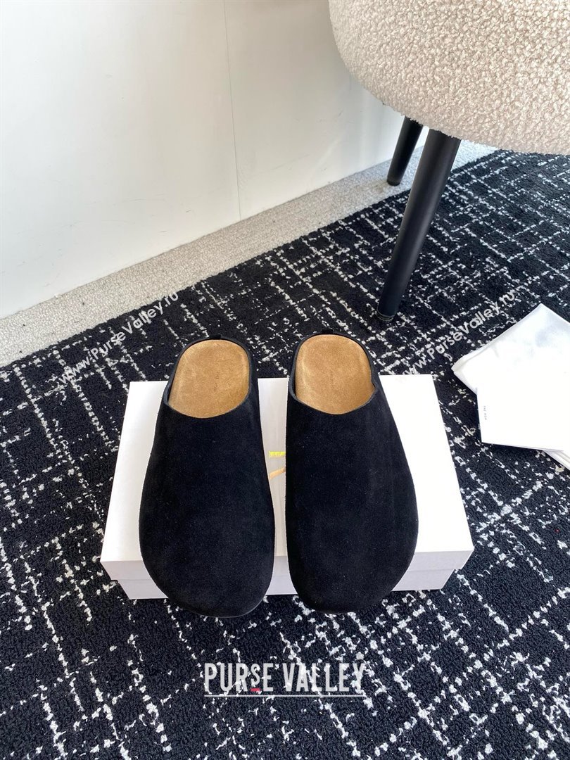 The Row Huge Mule in Suede Black 2025 (KL-25051517)