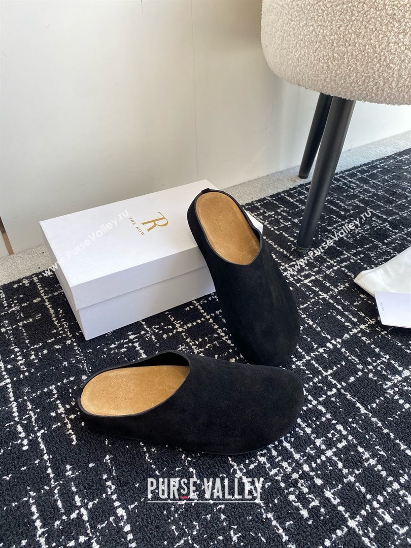 The Row Huge Mule in Suede Black 2025 (KL-25051517)