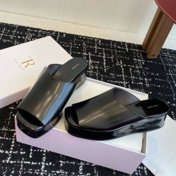 The Row Emi Flatform Sandal in Polished Calfskin 5.5cm Heel Black 2025 (KL-25051529)