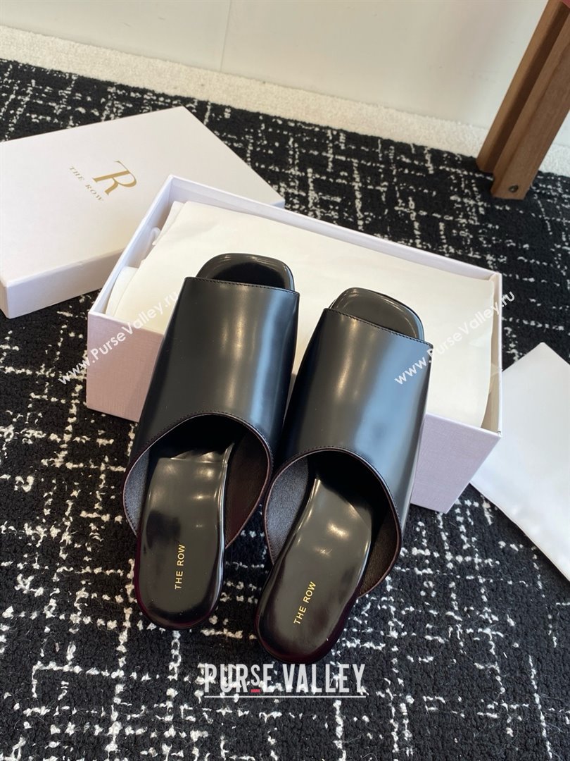 The Row Emi Flatform Sandal in Polished Calfskin 5.5cm Heel Black 2025 (KL-25051529)