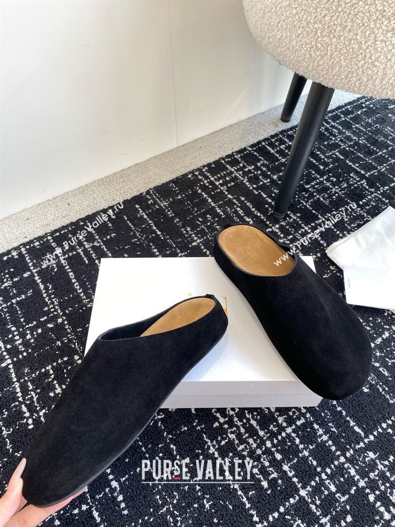 The Row Huge Mule in Suede Black 2025 (KL-25051517)