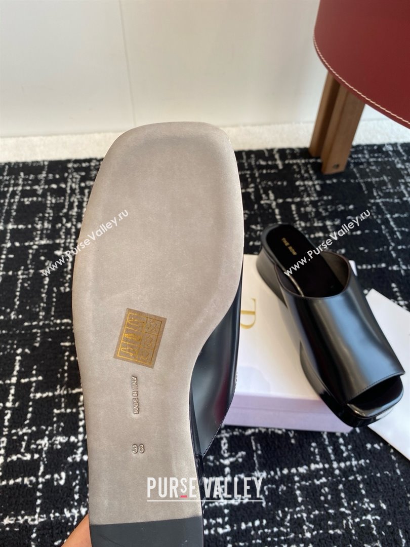 The Row Emi Flatform Sandal in Polished Calfskin 5.5cm Heel Black 2025 (KL-25051529)