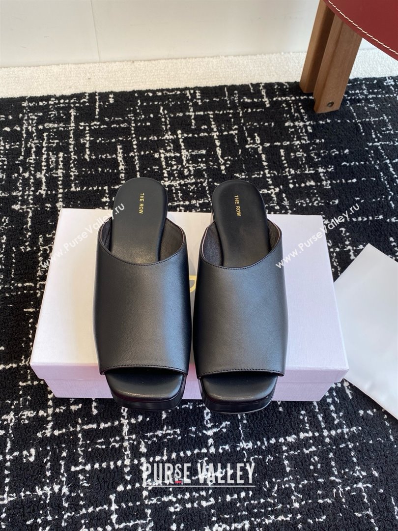 The Row Emi Flatform Sandal in Black Lambskin 5.5cm Heel 2025 (KL-25051527)