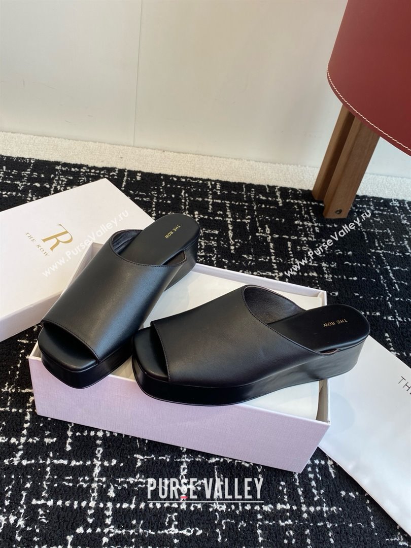 The Row Emi Flatform Sandal in Black Lambskin 5.5cm Heel 2025 (KL-25051527)