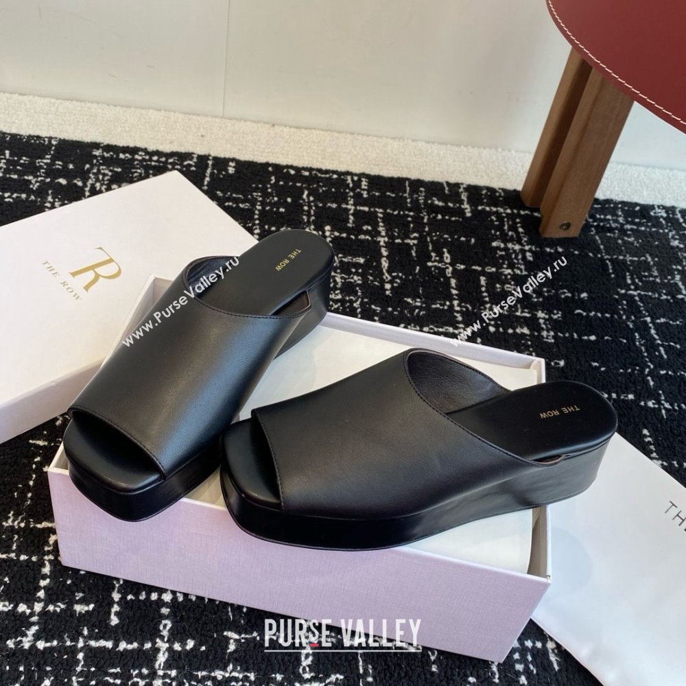 The Row Emi Flatform Sandal in Black Lambskin 5.5cm Heel 2025 (KL-25051527)