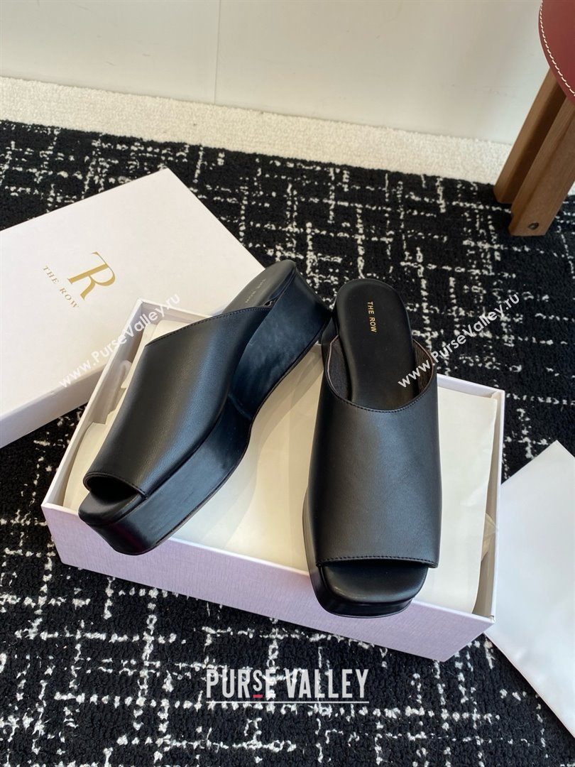 The Row Emi Flatform Sandal in Black Lambskin 5.5cm Heel 2025 (KL-25051527)