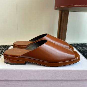 The Row Emi Mule in Polished Calfskin Brown 2025 (KL-25051526)