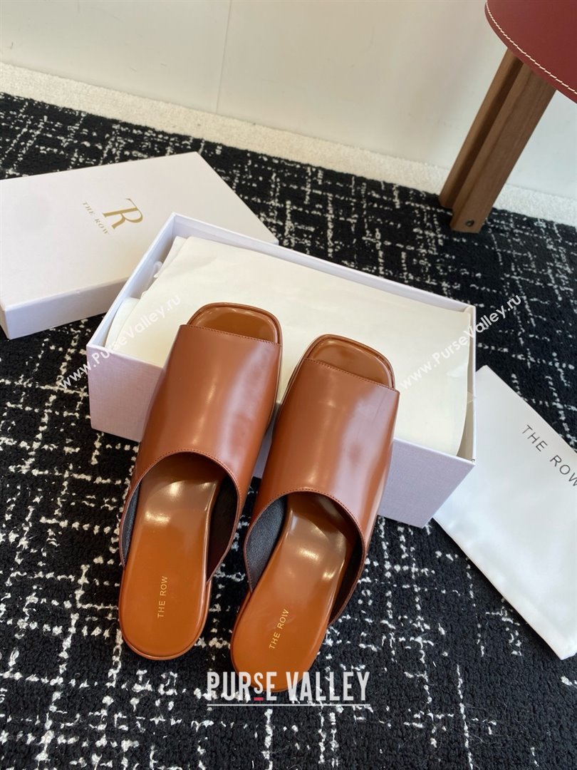 The Row Emi Mule in Polished Calfskin Brown 2025 (KL-25051526)