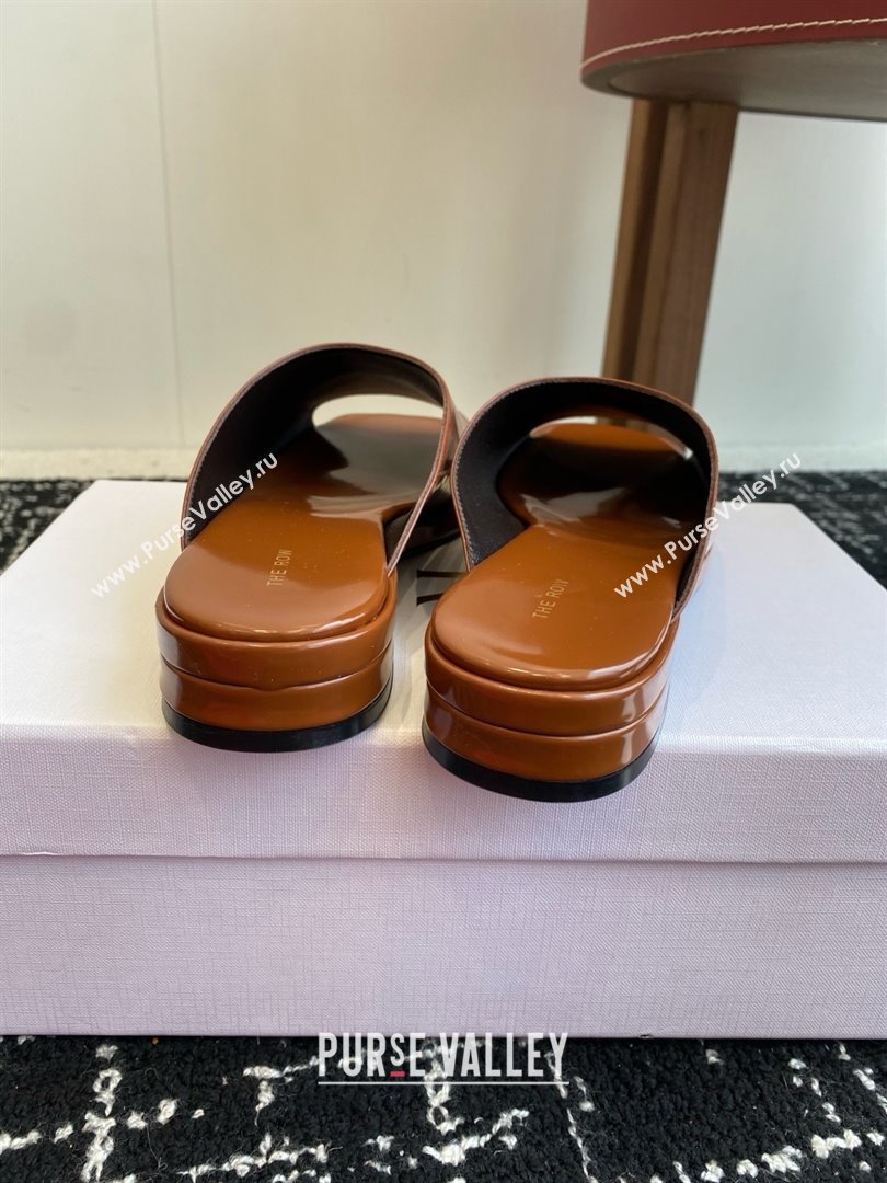 The Row Emi Mule in Polished Calfskin Brown 2025 (KL-25051526)