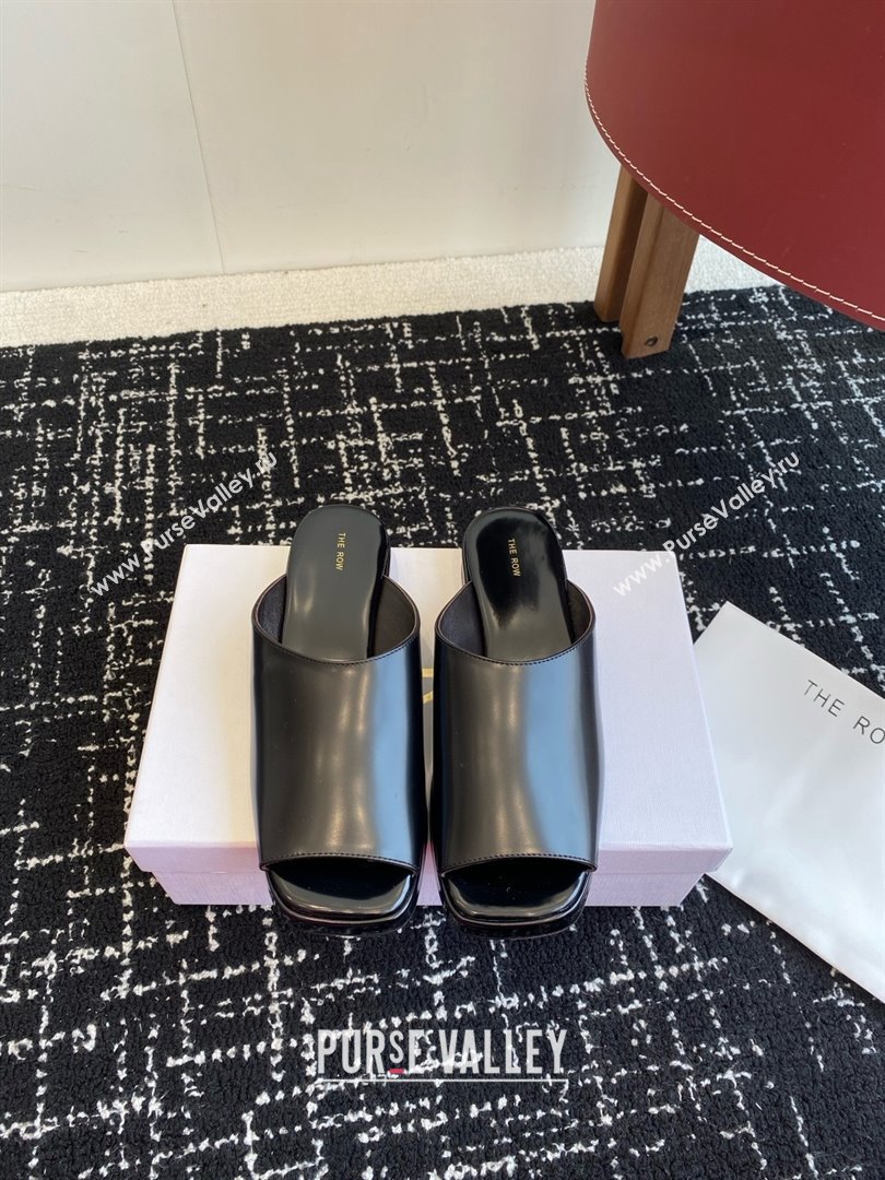 The Row Emi Mule in Polished Calfskin Black 2025 (KL-25051525)