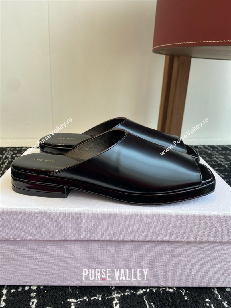 The Row Emi Mule in Polished Calfskin Black 2025 (KL-25051525)