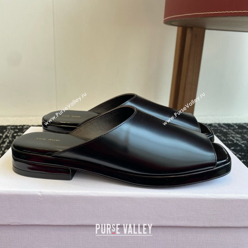 The Row Emi Mule in Polished Calfskin Black 2025 (KL-25051525)