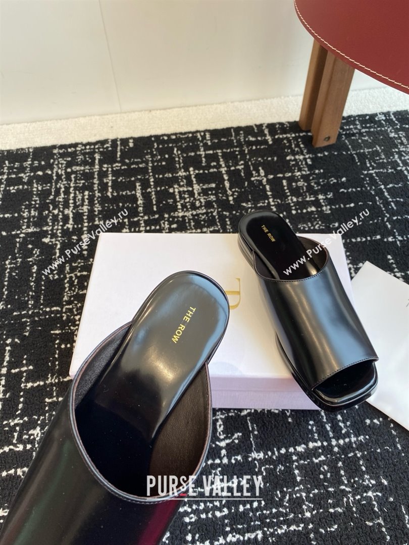 The Row Emi Mule in Polished Calfskin Black 2025 (KL-25051525)