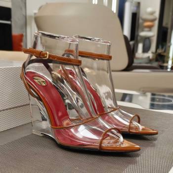 Saint Laurent Vera Wedges in TPU and Patent Leather 10cm Heel Brown 2025 (MD-25052301)