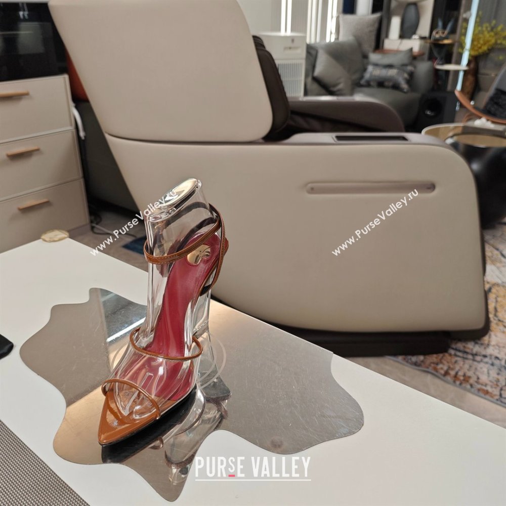 Saint Laurent Vera Wedges in TPU and Patent Leather 10cm Heel Brown 2025 (MD-25052301)