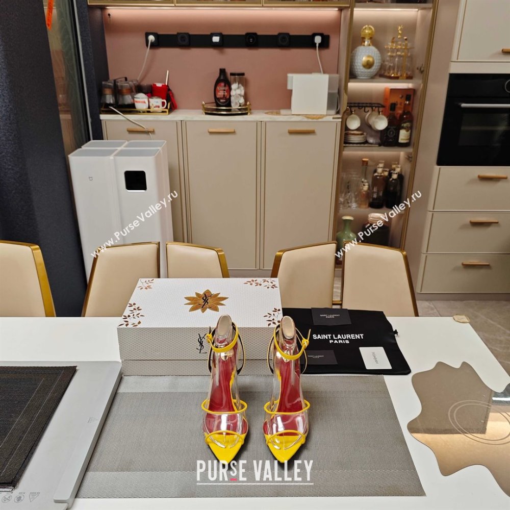 Saint Laurent Vera Wedges in TPU and Patent Leather 10cm Heel Yellow 2025 (MD-25052303)