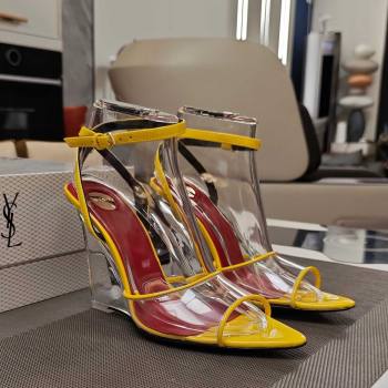 Saint Laurent Vera Wedges in TPU and Patent Leather 10cm Heel Yellow 2025 (MD-25052303)