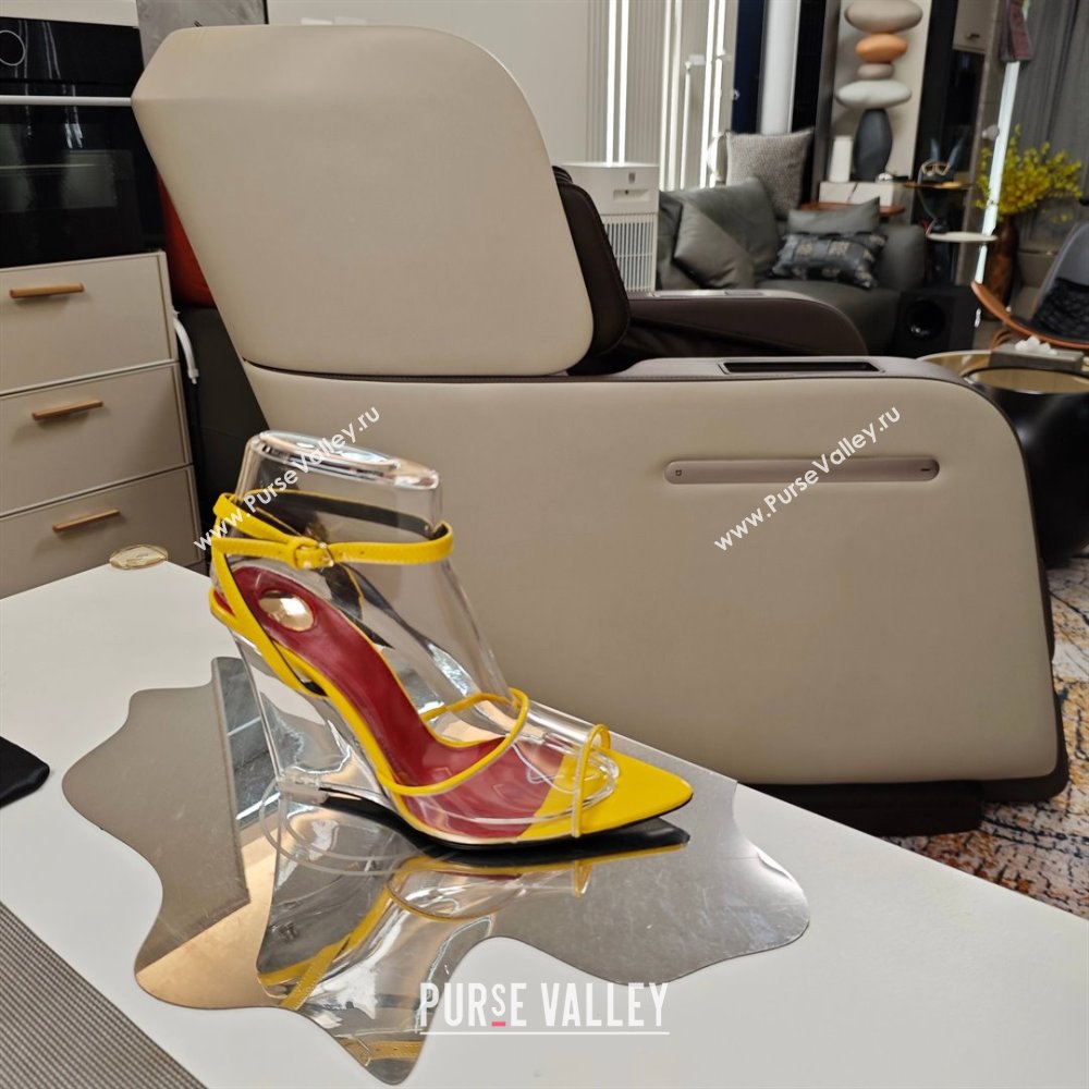Saint Laurent Vera Wedges in TPU and Patent Leather 10cm Heel Yellow 2025 (MD-25052303)