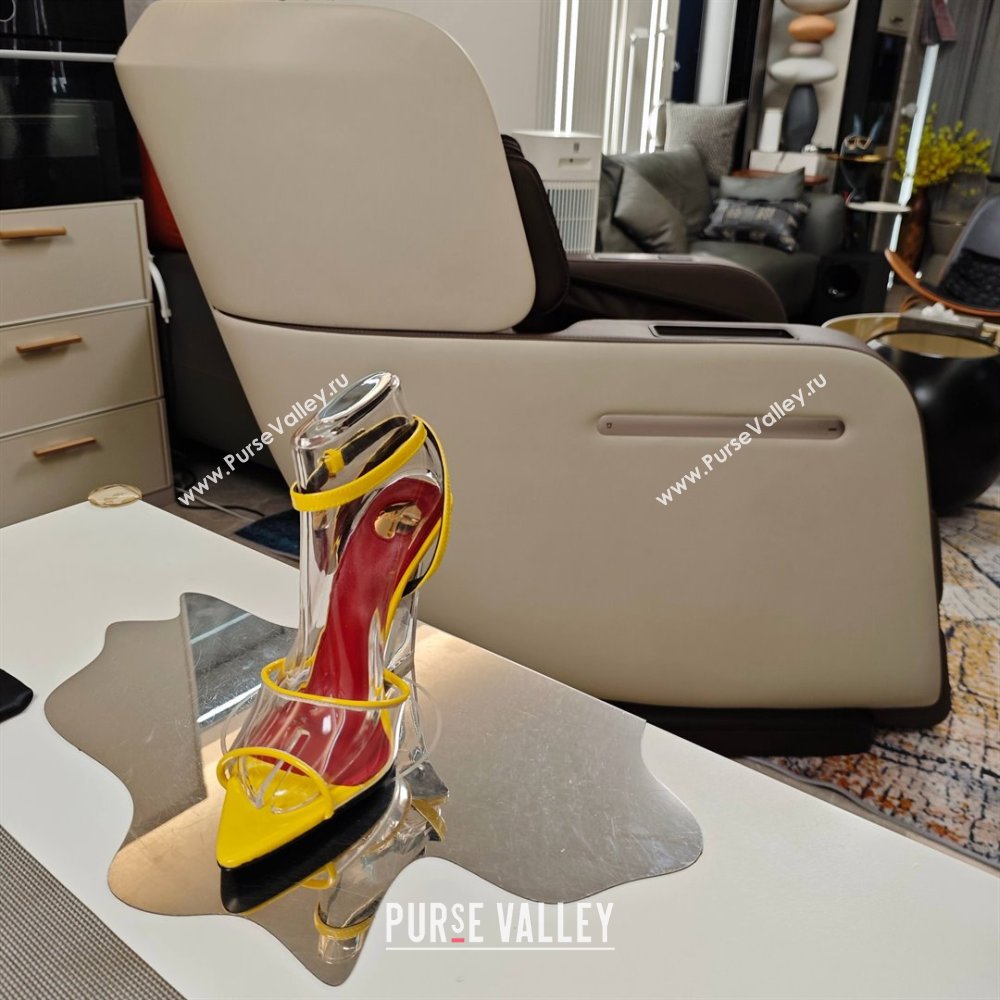 Saint Laurent Vera Wedges in TPU and Patent Leather 10cm Heel Yellow 2025 (MD-25052303)