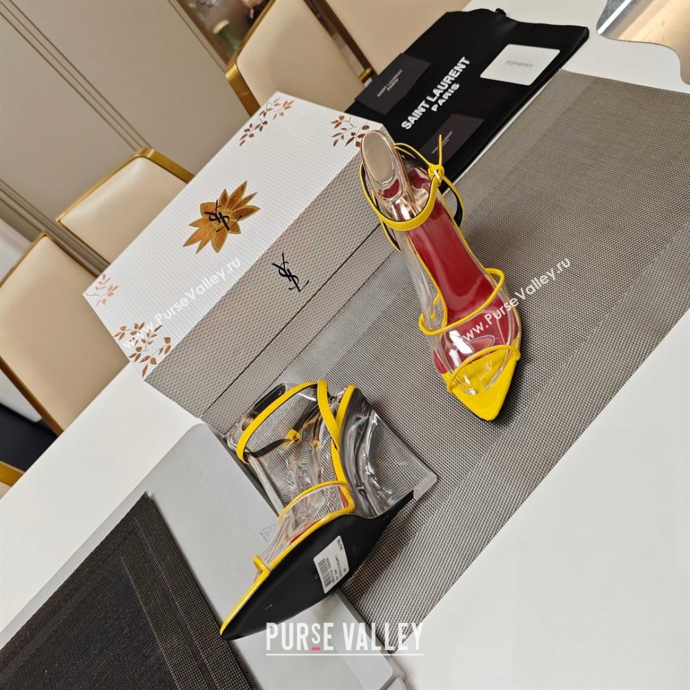 Saint Laurent Vera Wedges in TPU and Patent Leather 10cm Heel Yellow 2025 (MD-25052303)