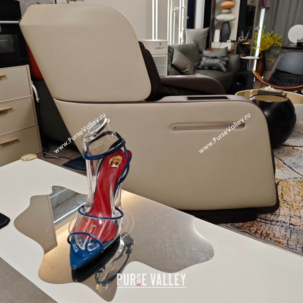 Saint Laurent Vera Wedges in TPU and Patent Leather 10cm Heel Blue 2025 (MD-25052304)
