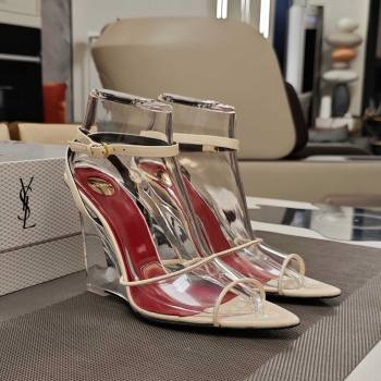 Saint Laurent Vera Wedges in TPU and Patent Leather 10cm Heel Beige 2025 (MD-25052305)