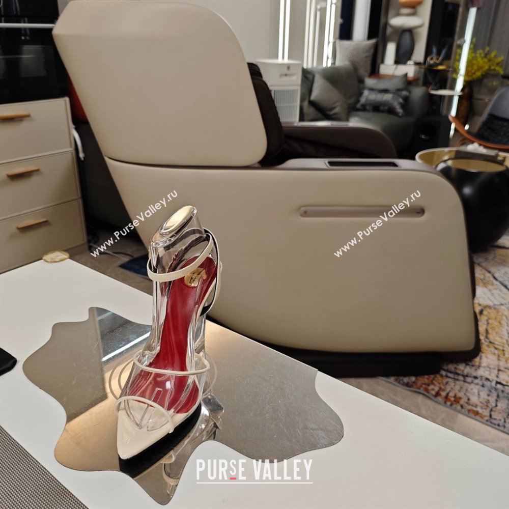 Saint Laurent Vera Wedges in TPU and Patent Leather 10cm Heel Beige 2025 (MD-25052305)