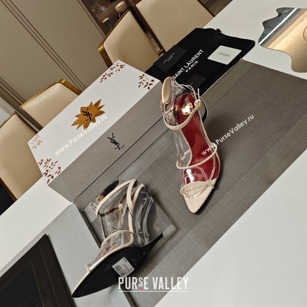 Saint Laurent Vera Wedges in TPU and Patent Leather 10cm Heel Beige 2025 (MD-25052305)