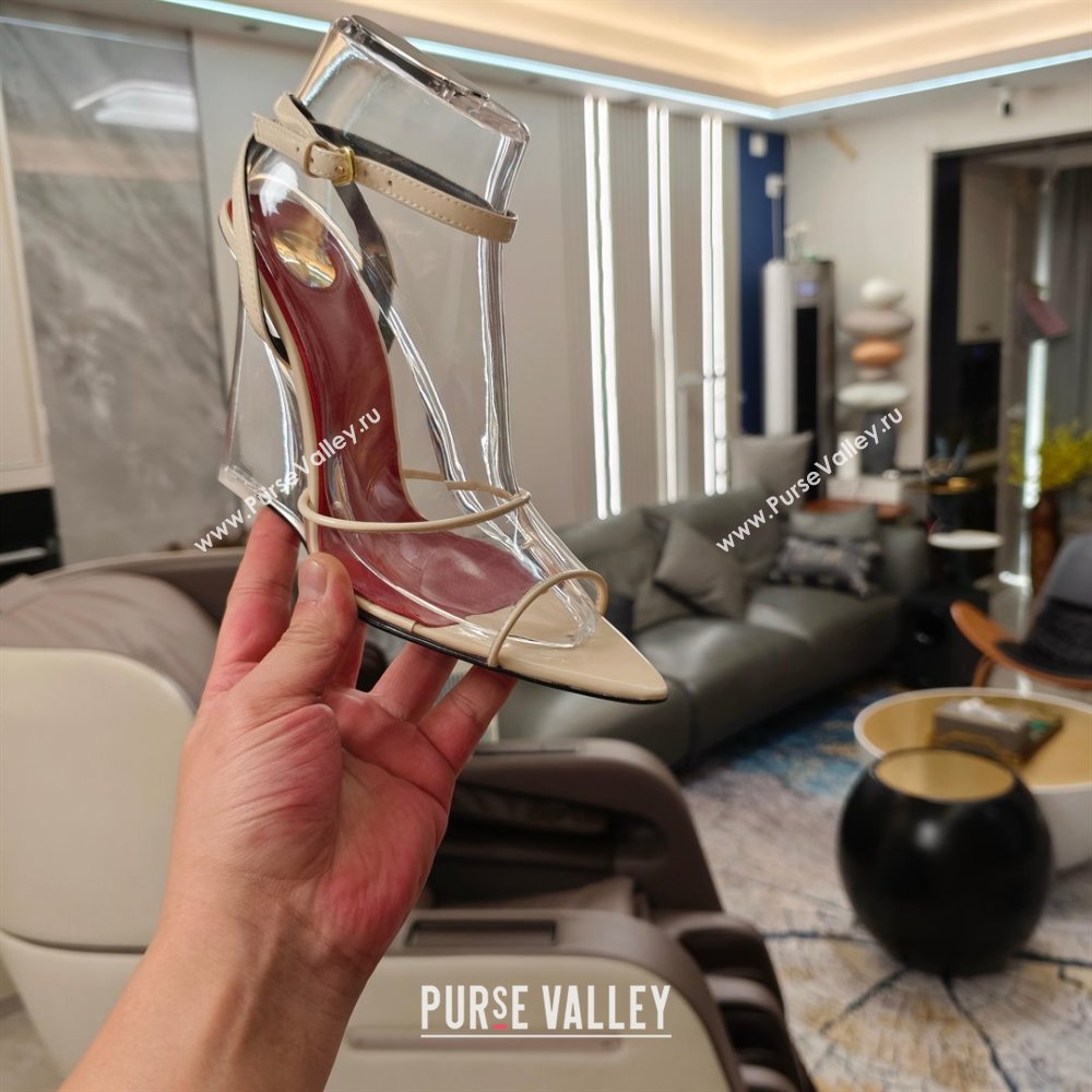 Saint Laurent Vera Wedges in TPU and Patent Leather 10cm Heel Beige 2025 (MD-25052305)