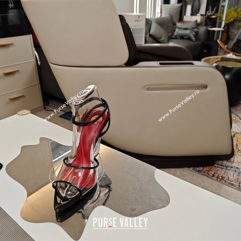 Saint Laurent Vera Wedges in TPU and Patent Leather 10cm Heel Black 2025 (MD-25052306)