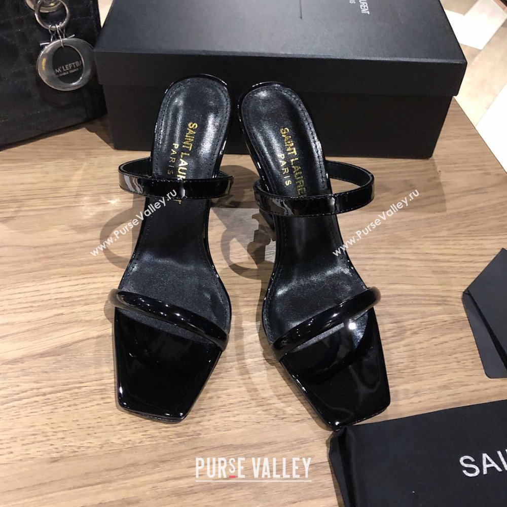 Saint Laurent Mules Sandals in Patent Leather 10.5cm Heel Black 2025 (MD-25052307)