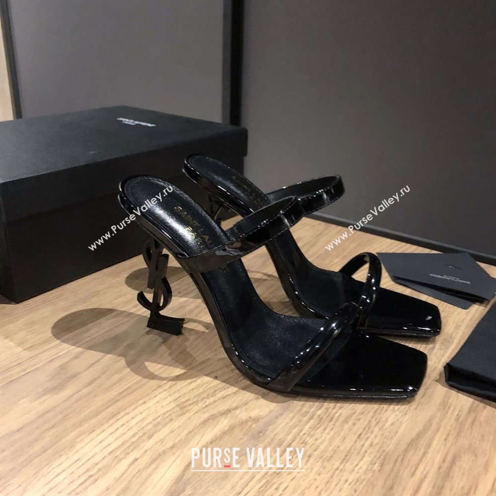 Saint Laurent Mules Sandals in Patent Leather 10.5cm Heel Black 2025 (MD-25052307)