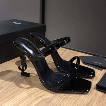 Saint Laurent Mules Sandals in Patent Leather 10.5cm Heel Black 2025 (MD-25052307)
