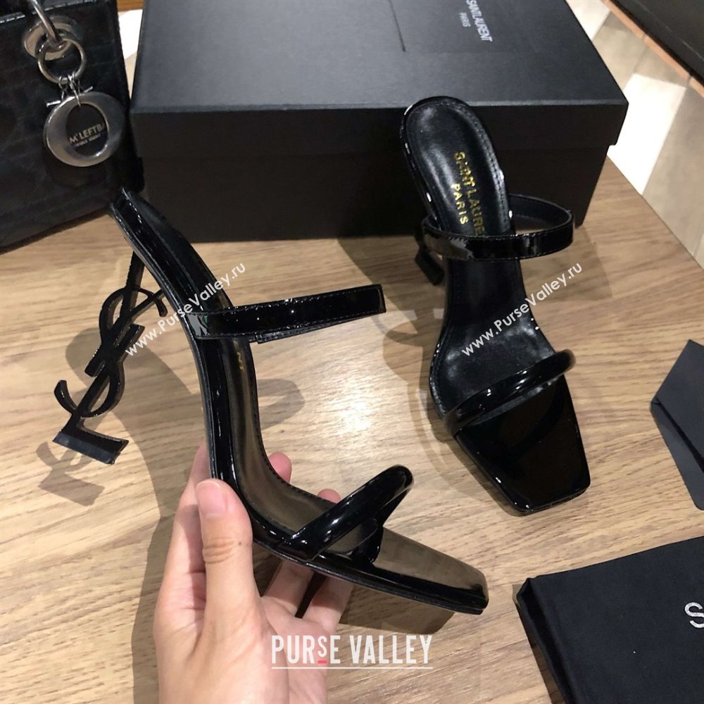 Saint Laurent Mules Sandals in Patent Leather 10.5cm Heel Black 2025 (MD-25052307)