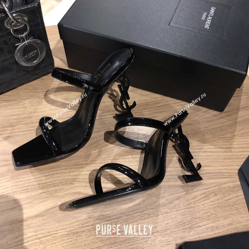 Saint Laurent Mules Sandals in Patent Leather 10.5cm Heel Black 2025 (MD-25052307)