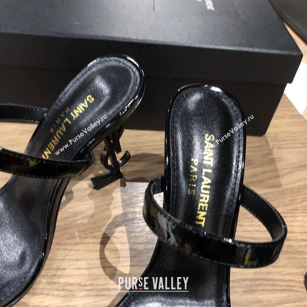 Saint Laurent Mules Sandals in Patent Leather 10.5cm Heel Black 2025 (MD-25052307)