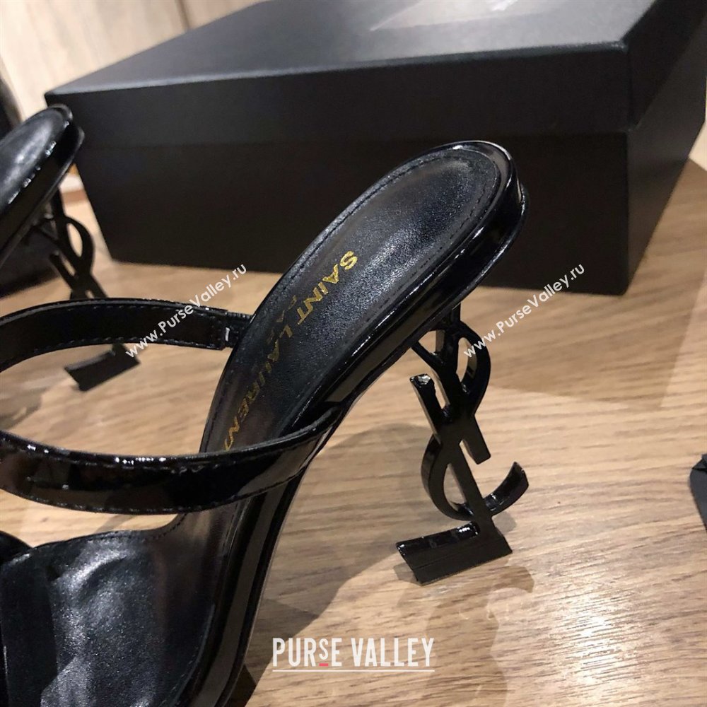 Saint Laurent Mules Sandals in Patent Leather 10.5cm Heel Black 2025 (MD-25052307)