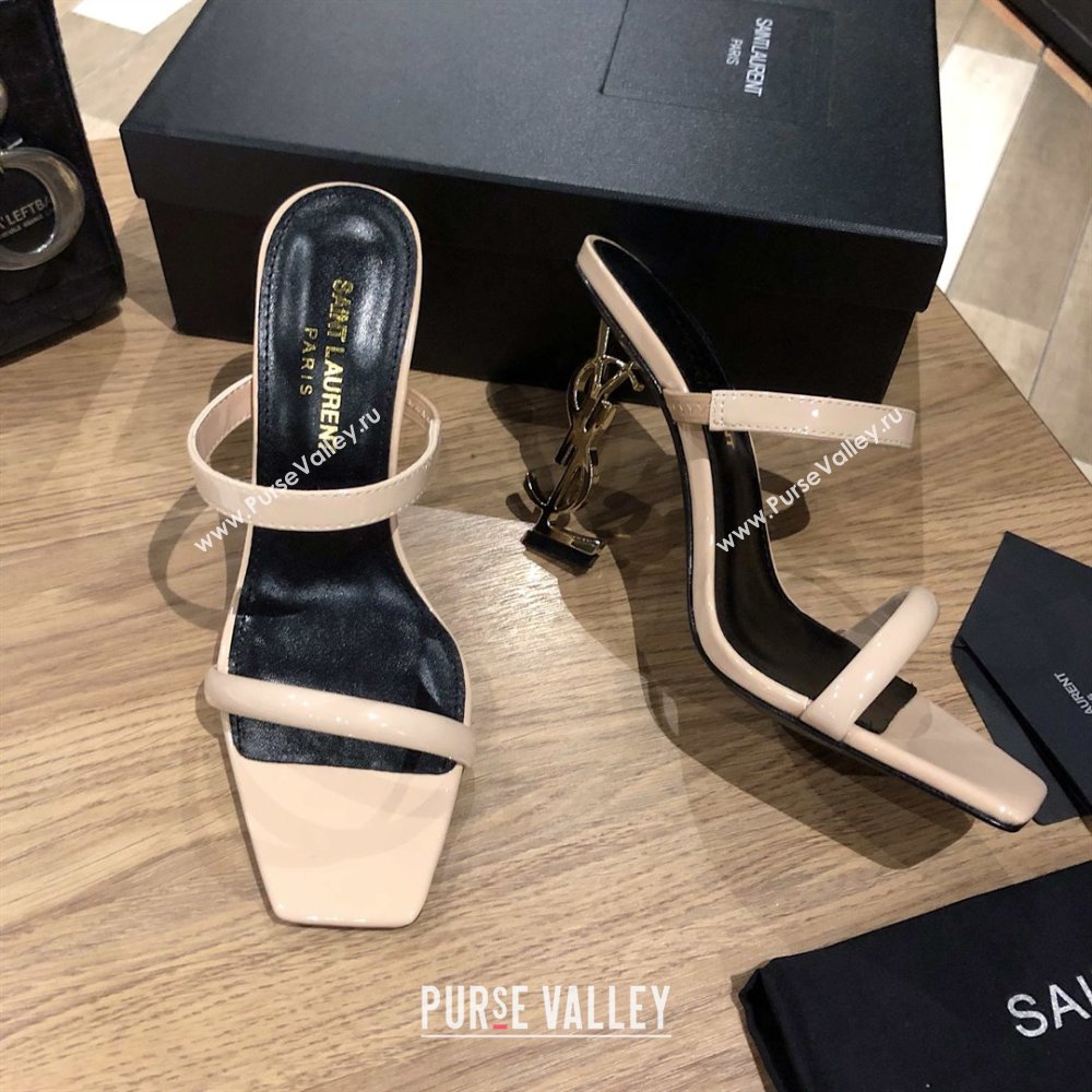 Saint Laurent Mules Sandals in Patent Leather 10.5cm Heel Beige 2025 (MD-25052309)