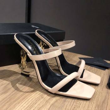 Saint Laurent Mules Sandals in Patent Leather 10.5cm Heel Beige 2025 (MD-25052309)