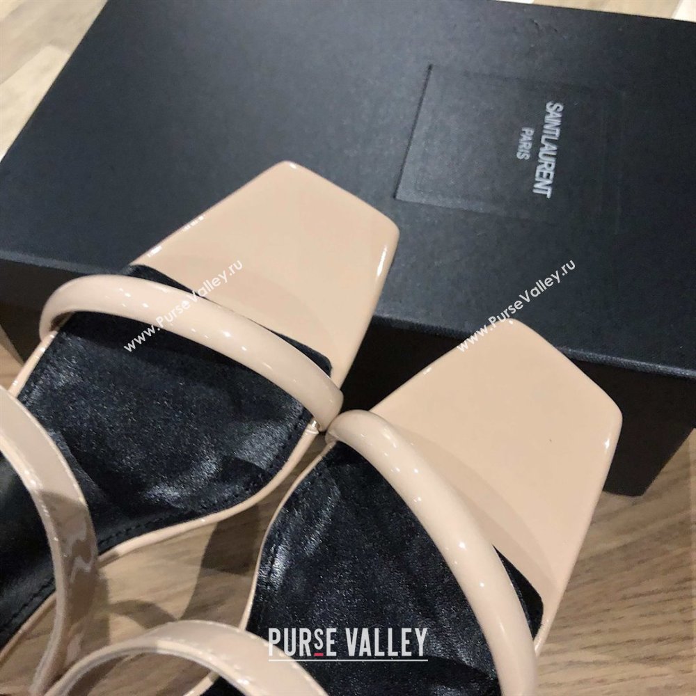 Saint Laurent Mules Sandals in Patent Leather 10.5cm Heel Beige 2025 (MD-25052309)
