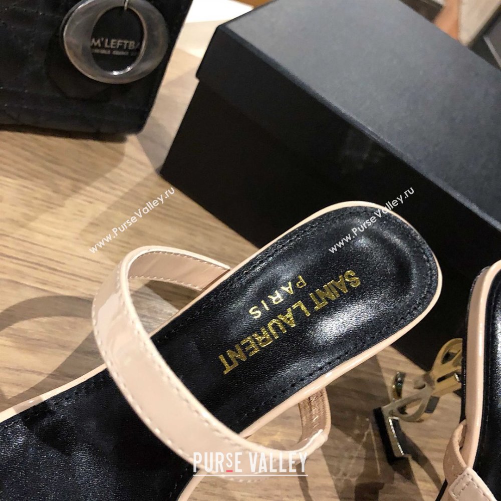 Saint Laurent Mules Sandals in Patent Leather 10.5cm Heel Beige 2025 (MD-25052309)