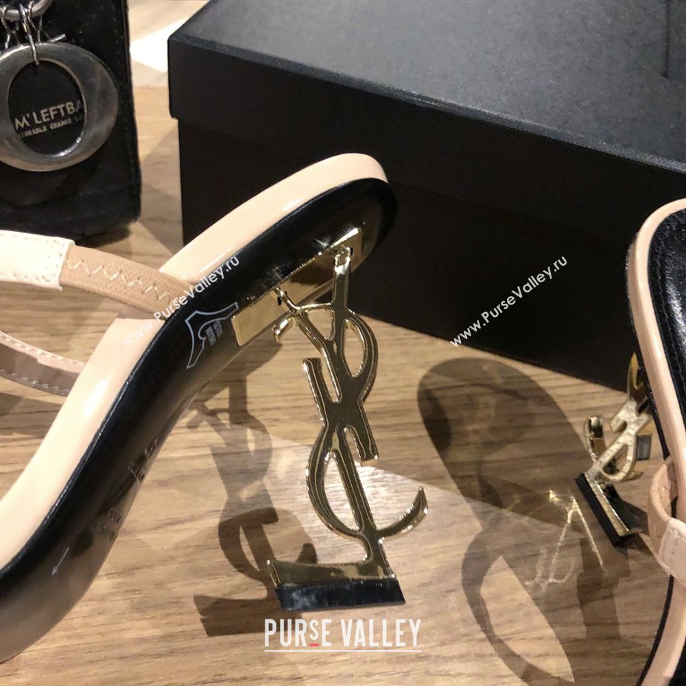 Saint Laurent Mules Sandals in Patent Leather 10.5cm Heel Beige 2025 (MD-25052309)
