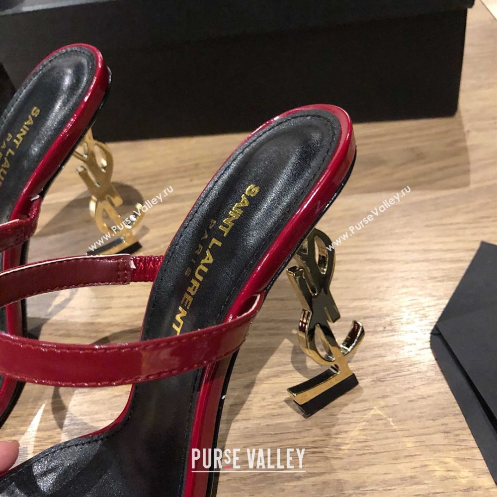 Saint Laurent Mules Sandals in Patent Leather 10.5cm Heel Burgundy 2025 (MD-25052311)