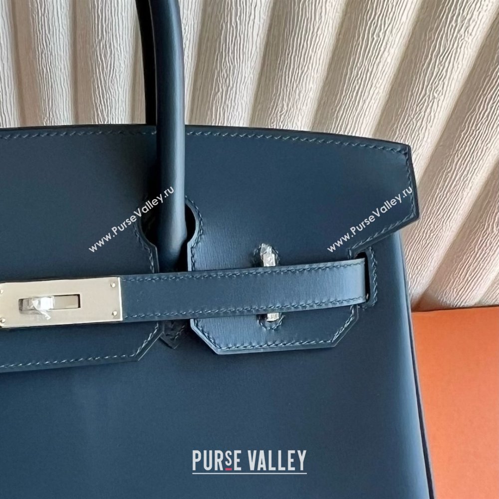 Hermes Birkin 25cm/30cm Bag in Original Box Leather 7P Prussian Blue/Silver 2025 (Full Handmade) (XYA-25052602)
