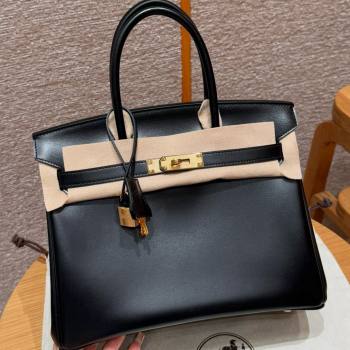 Hermes Birkin 25cm/30cm Bag in Original Box Leather Black/Gold 2025 (Half Handmade) (XX-25052612)